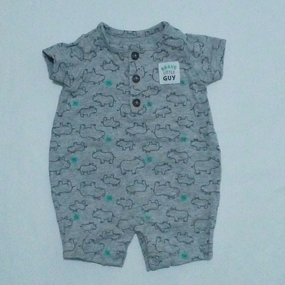Carters Cute Short Sleeve Gray Rhino Bodysuit